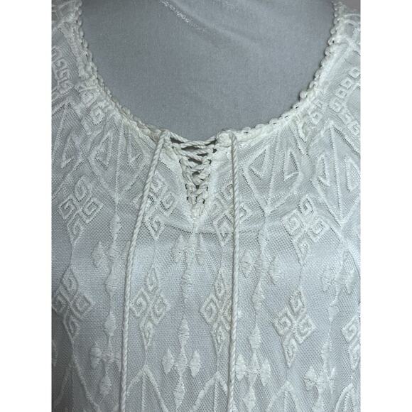 White Lace Long Maxi Dress Sz Large Boho Cottagecore Lined Cotton By Vasna - Picture 4 of 13